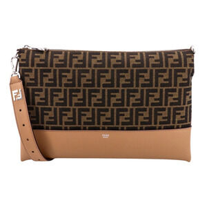 NEW FENDI FF LOGO ZIP CLUTCH SHOULDER BAG NWT!